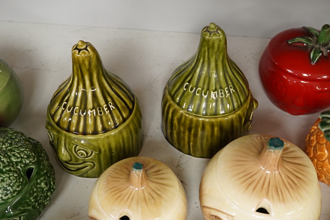 A collection of eighteen Sylvac vegetable pots and table accessories, largest 15cm high